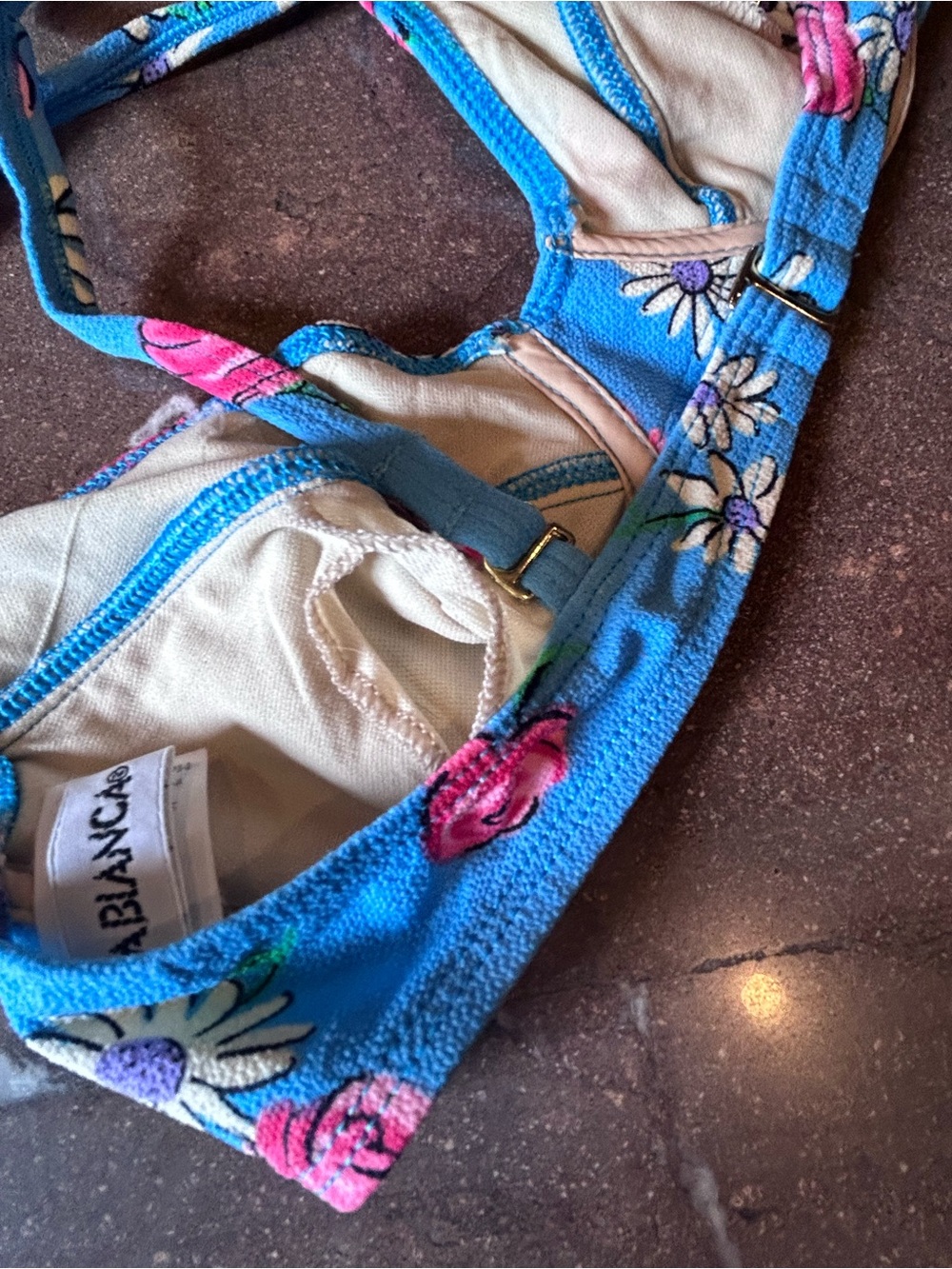 RAREVintage Jantzen Blue Floral Underwire 2 piece Set with Pink Roses from 1996 - Picture 8 of 13